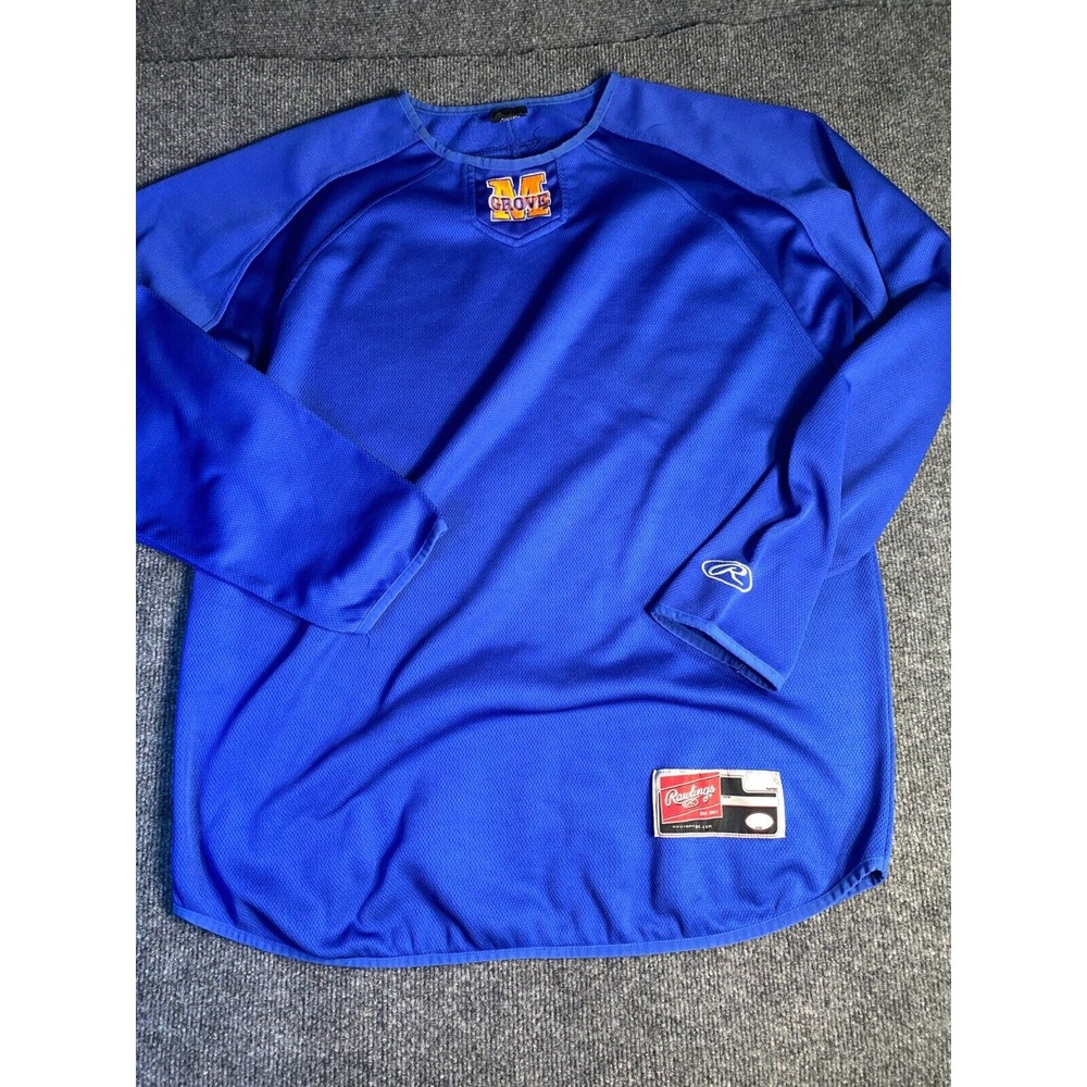 Rawlings Athletic Jersey Mens‎ Medium Blue M Grove Stretch Crew Neck Swoosh Logo